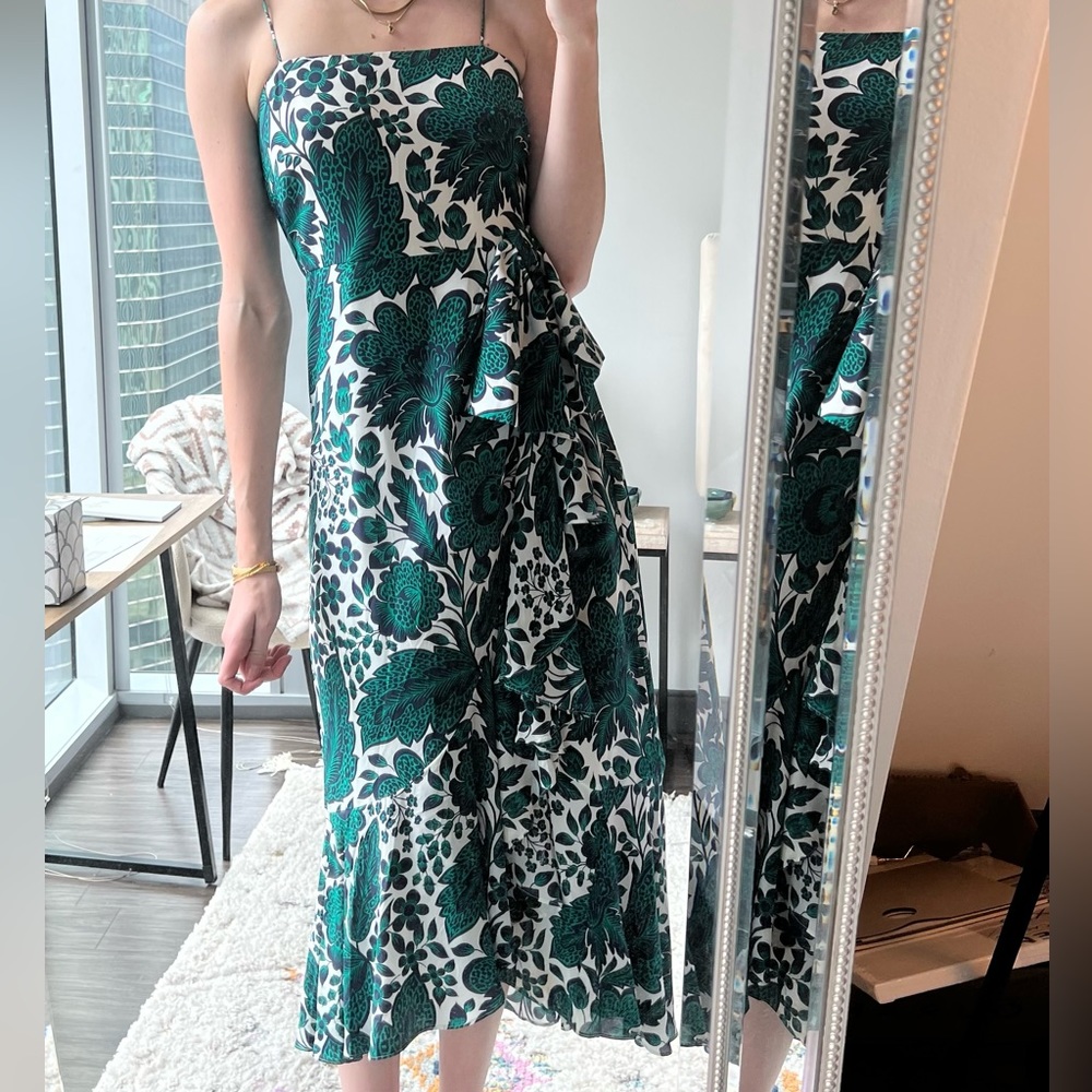 Silk emerald green maxi dress